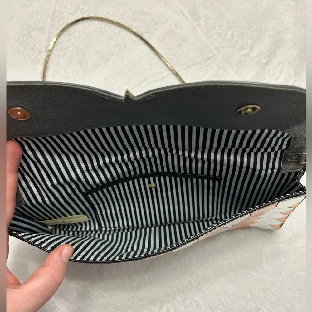 Kate Spade Wise Owl Leather & Metallic Clutch Convertible Shoulder Purse Bag - Picture 6 of 10